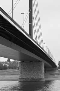 Low angle view of bridge over river against sky