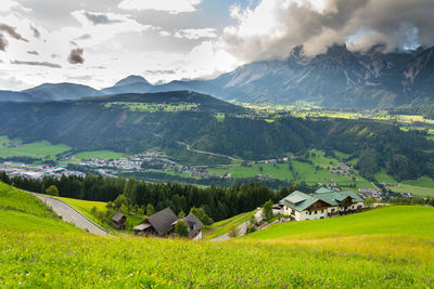 Scenic view of mountains against sky