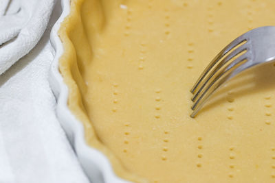 High angle view of ice cream on table