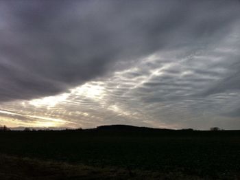 Scenic view of landscape against cloudy sky