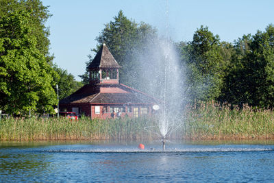 View of fountain on lake