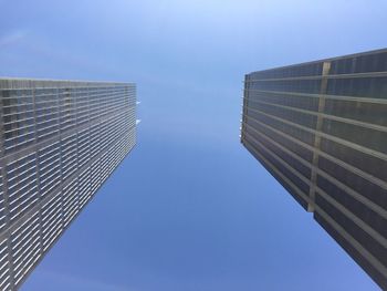Low angle view of buildings against clear sky