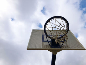 Low angle view of basketball hoop against sky