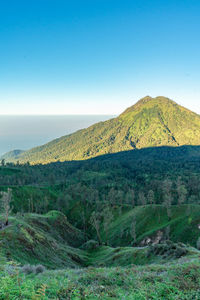 Scenic view of landscape against clear blue sky