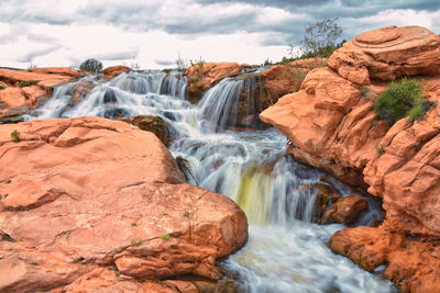 Scenic view of waterfall