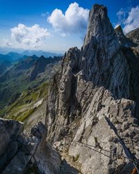 Rock formations on landscape against sky