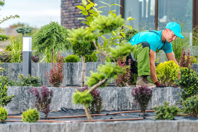 Man watering plants