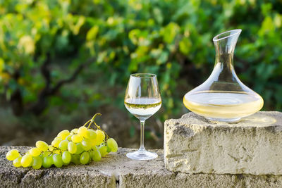 Close-up of wineglass on table