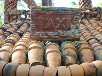 Close-up of stack of firewood