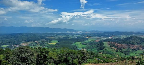 Aerial view of landscape against sky