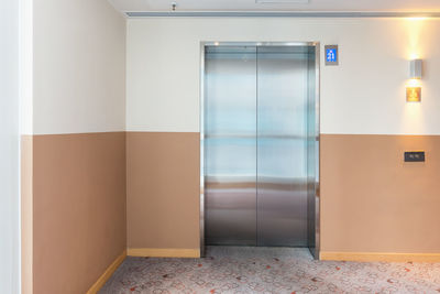 Closed elevator in building