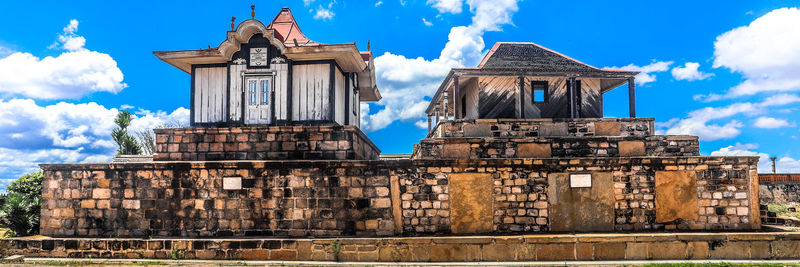 Low angle view of old building against sky