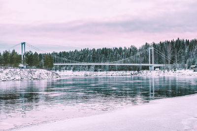 Scenic view of lake against sky during winter