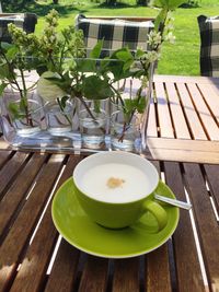 Coffee cup on table