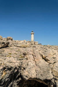 Lighthouse against clear blue sky