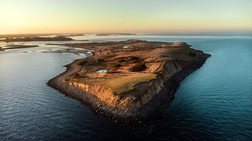 Aerial photo of funen's head - in danish fynshoved - in the northern part of funen in denmark. 