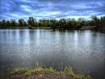 Scenic view of lake against sky