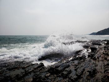 Scenic view of sea against clear sky