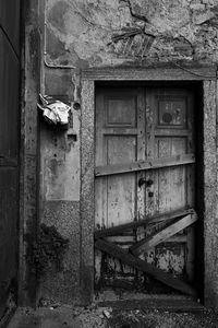 Closed door of old building