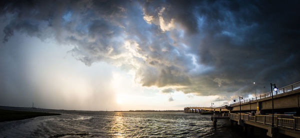 Scenic view of sea against cloudy sky