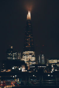 Illuminated buildings in city at night