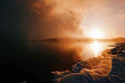 Scenic view of sea during sunset