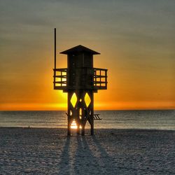 Sunset behind safety guard house