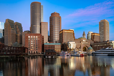 Reflection of buildings in water