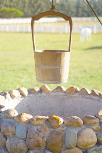 Close-up of stones on field