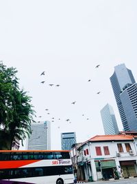 Low angle view of buildings against clear sky