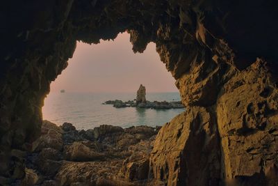 Scenic view of sea against sky during sunset