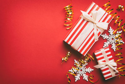 Directly above shot of christmas decorations on table