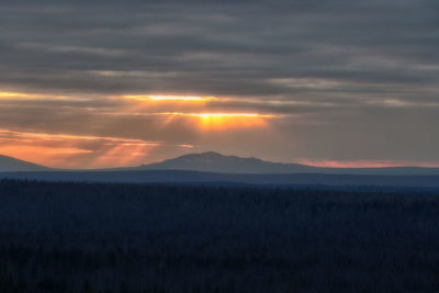 Scenic view of landscape against sky during sunset