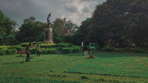 People in park against sky