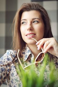 Close-up portrait of a young woman