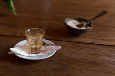 Close-up of empty glass on table