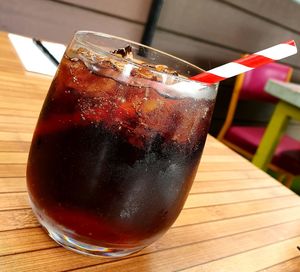 Close-up of ice cream in glass on table