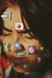 Close-up portrait of woman wearing mask