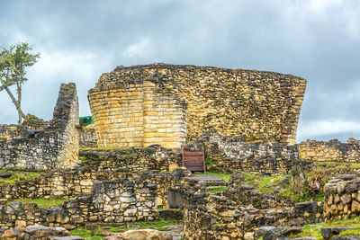 Old ruins against sky at kuelap