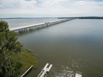 High angle view of sea against sky