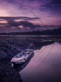 Scenic view of lake against sky at sunset