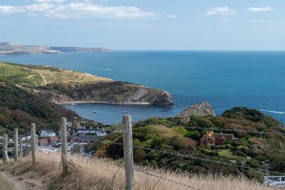 High angle view of sea against sky