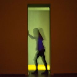 Woman standing on wall