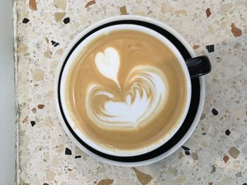 Directly above shot of cappuccino on table