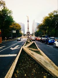 View of statue in city