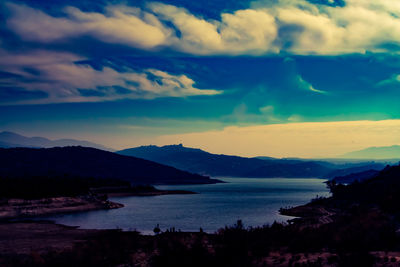 Scenic view of dramatic sky over sea