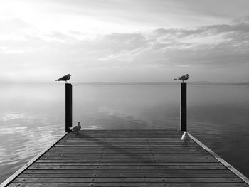 Pier on sea against sky