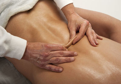 Midsection of woman with hands