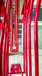 Close-up view of red wall