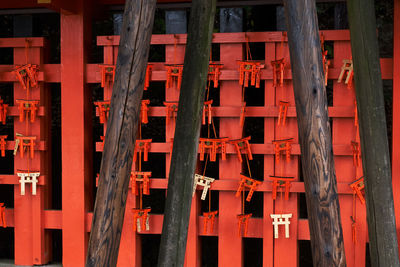 Full frame shot of red building at construction site